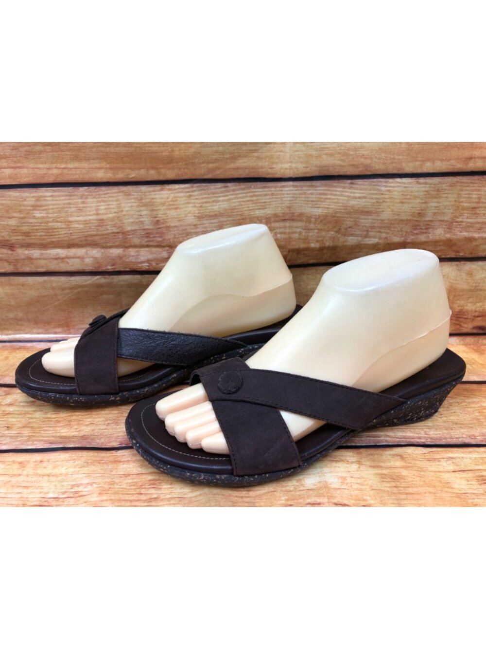 Columbia Sparkle Brown Leather Slide Sandals Womens 9 / 40 (5L93)